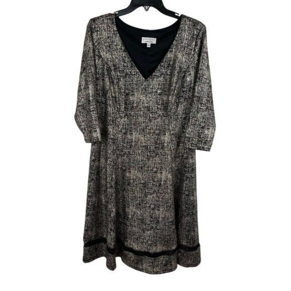 Signature By Robbie Bee Women A-Line 3/4 Sleeve V-Neck Dress Size 1X - Picture 1 of 10